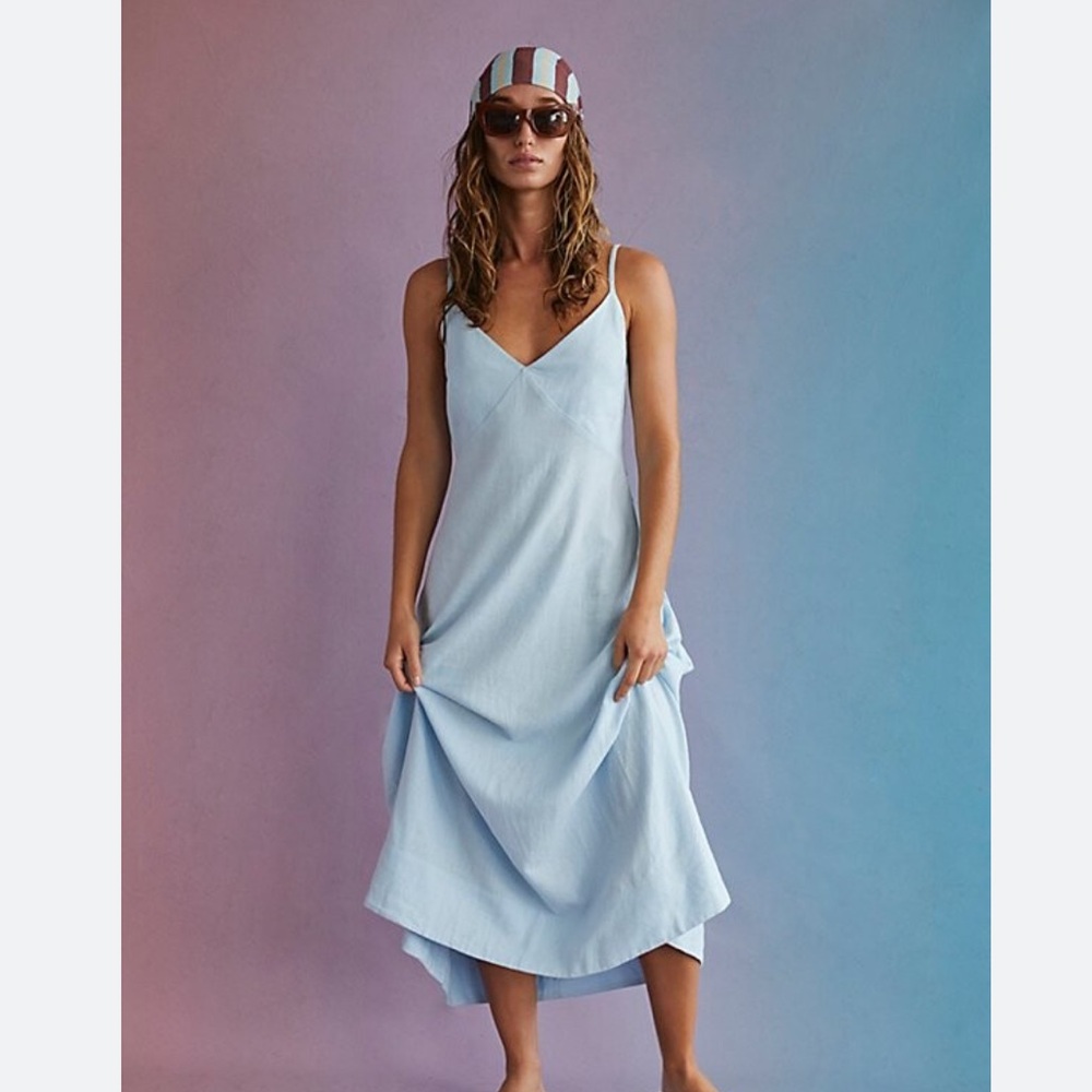 Free People Emmers Linen Midi Dress